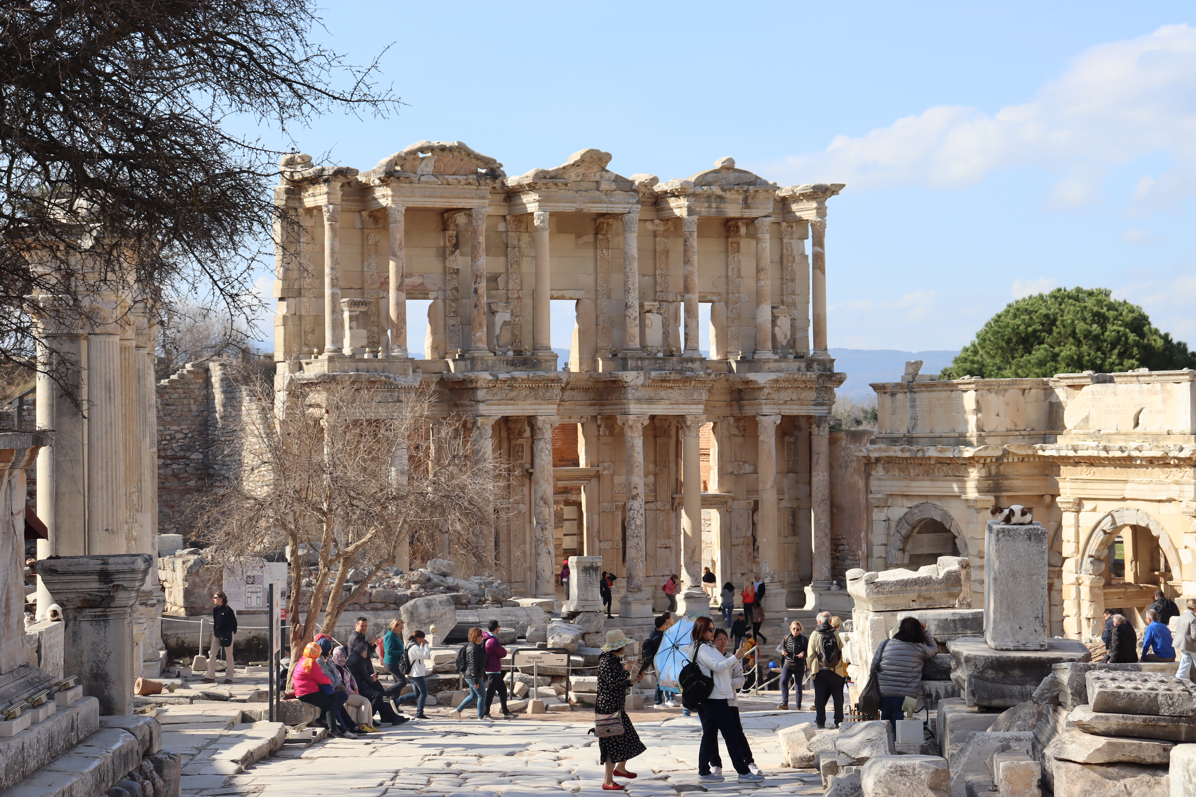 Marble streets and ruins at ancient Ephesus near Izmir